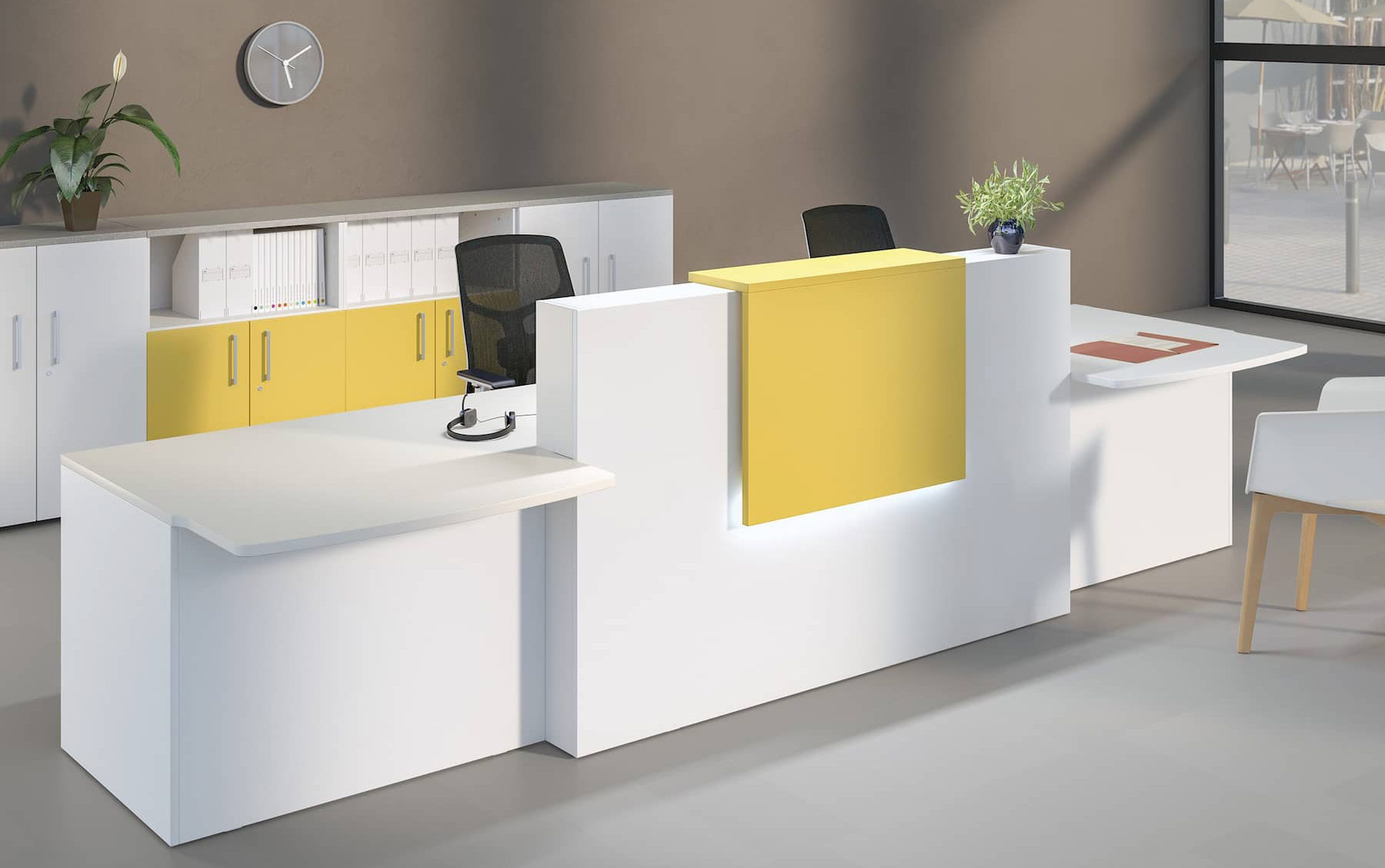 Agencement d'une banque d'accueil sur mesure