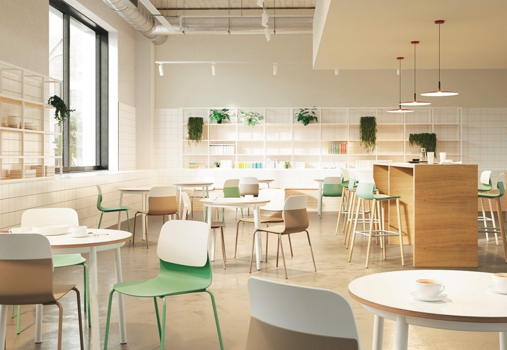 racinea agencement espace restauration cafeteria entreorise etagere bois