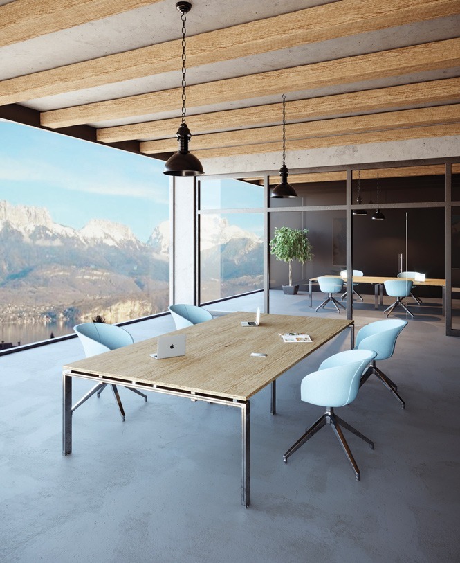 Aménagement d'une salle de réunion lumineuse et design