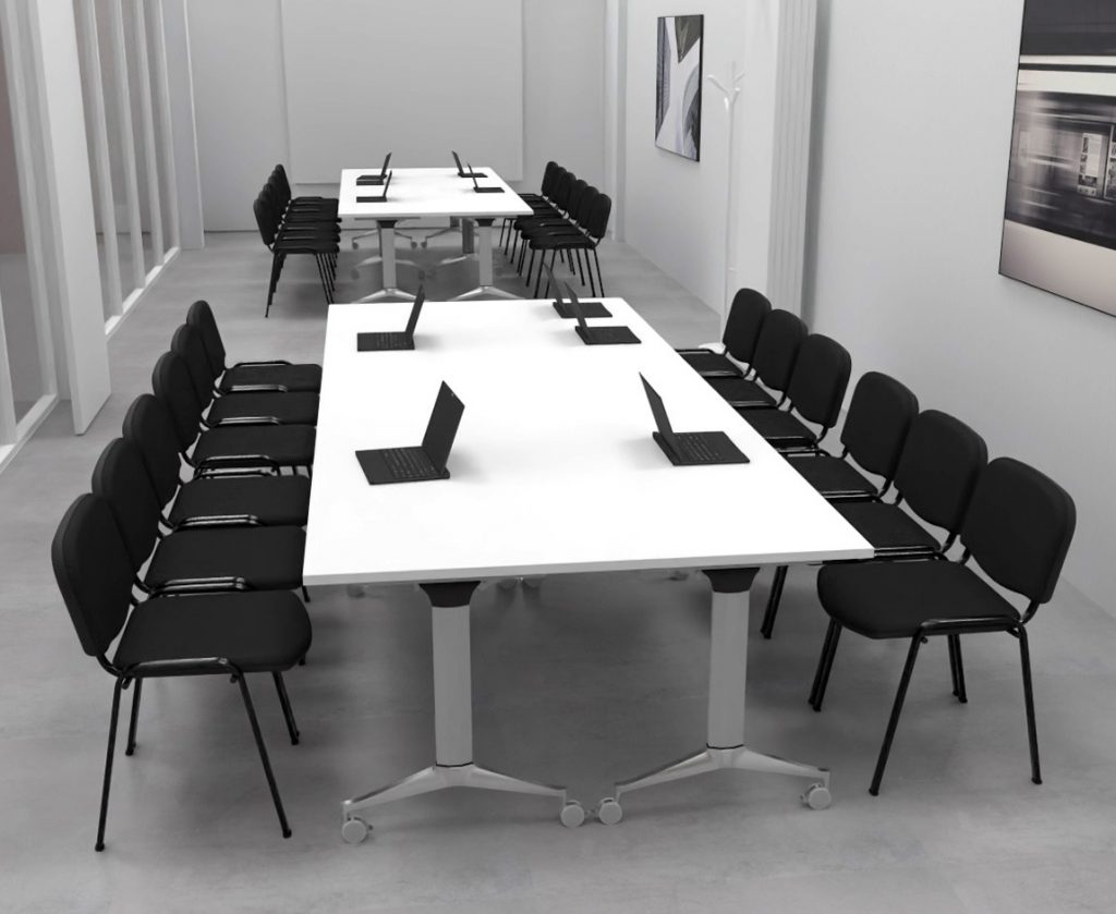 Aménagement d'une double salle de réunion style noir et blanc