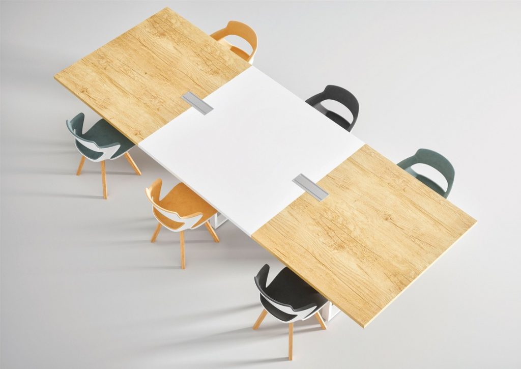 Aménagement d'une table de réunion pour 6 participants avec 2 topaccess