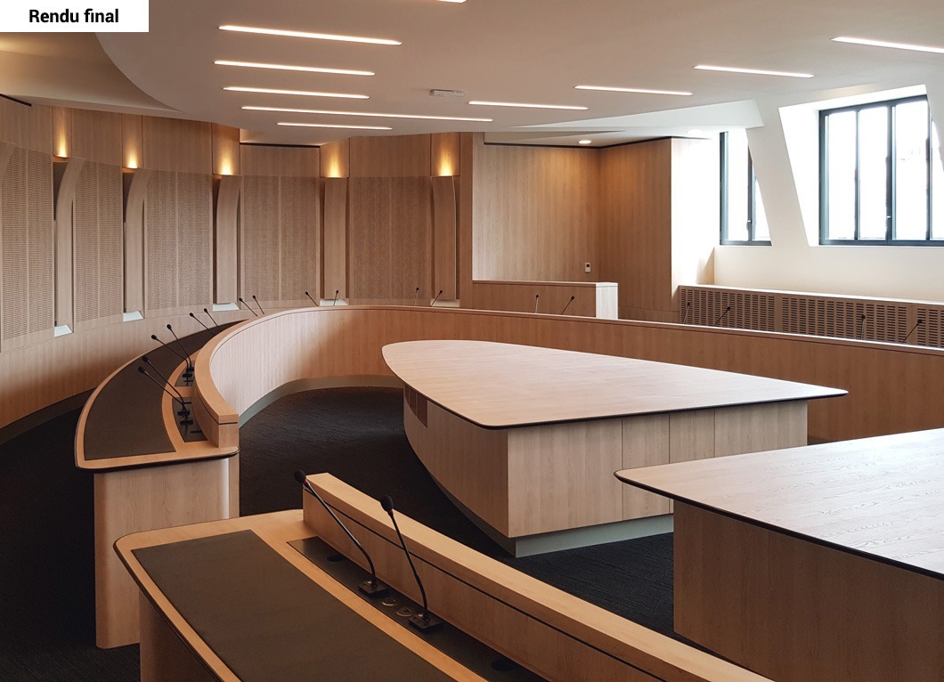 Agencement d'une grande salle de réunion sur mesure