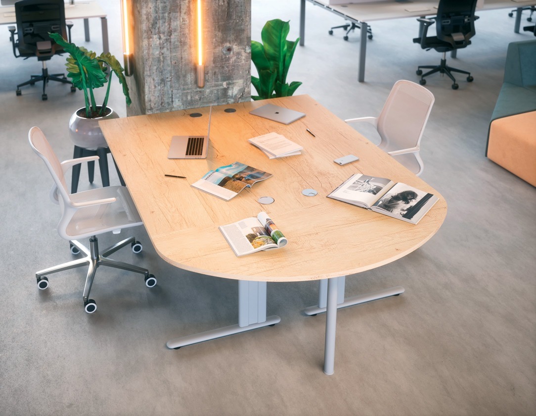 Mobilier de bureau professionnel design sur mesure avec bord arrondi