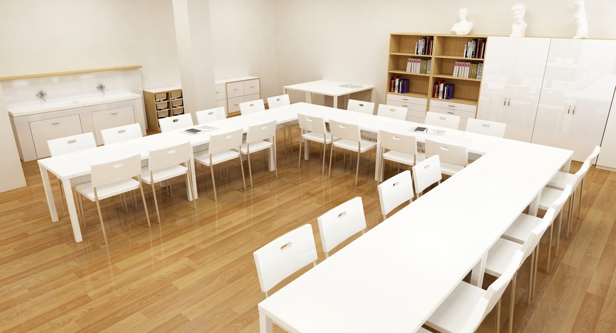 Mobilier scolaire pour une salle en U